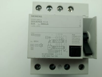 Siemens 5SM3 646-5 Siquence RCCB 63A 300mA FI, Schutzschalter